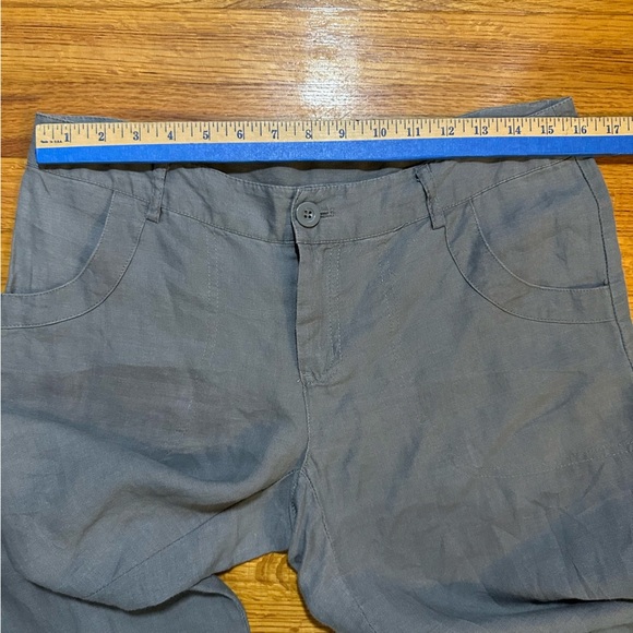 Cynthia Rowley Gray 100% linen Pants Women Straight Leg Slacks Pockets sz6 (b4 - Picture 2 of 8